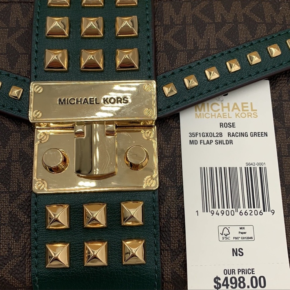 MICHAEL KORS ROSE MEDIUM FLAP SHOULDER RACING GRN - Picture 15 of 15